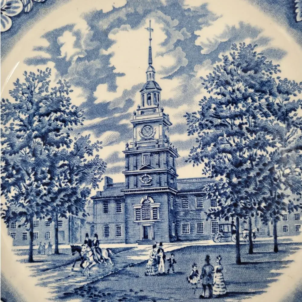 Staffordshire Vintage Liberty Blue 1776 Colonial Transferware‎ 2 Dinner Plate 10